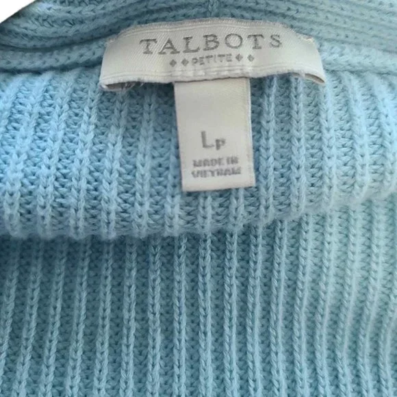 Talbots Cardigan Sweater Women Large Petite Blue Open Front Coastal - Picture 5 of 6